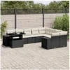 Image de Salon de jardin modulable rotin 10 pieces noir 62 x 62 x 69 cm 2 personnes