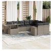 Image de Salon de jardin avec coussins 10 pcs gris clair résine tressée 3269402