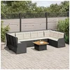 Image de Salon de jardin 7 pcs avec coussins Noir Résine tressée, ensemble de canapé de jardin, ensemble de salon de jardin, ensemble de canapé en résine