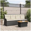 Image de Salon de jardin 3 pcs avec coussins Noir Résine tressée