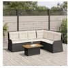 Image de Salon de jardin 5 pcs avec coussins Noir Résine tressée