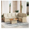 Image de Ensembles de bancs, canapés et tables de jardin beige resine tressee 5 pieces 90.0 x 55 x 71 cm