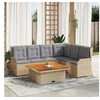 Image de Ensembles de bancs, canapés et tables de jardin resine tressee beige 5 pieces