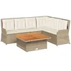 Image de Ensembles de bancs, canapés et tables de jardin resine tressee beige 5 pieces 110.0 x 110 x 71