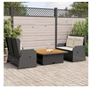 Image de Salon de jardin 3 pcs avec coussins Noir Résine tressée, ensemble de canapé de jardin, ensemble de salon de jardin, ensemble de canapé en résine