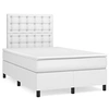 Image de Sommier à Lattes de Lit avec Matelas, Lit Rembourré, Lit Double, Lit Adulte de Chambre à Coucher Intérieur, Moderne, Blanc 120x190cm Similicuir