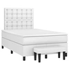 Image de Sommier à Lattes de Lit avec Matelas, Lit Rembourré, Lit Double, Lit Adulte de Chambre à Coucher Intérieur, Moderne, Blanc 120x190cm Similicuir