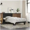 Image de Bedframe bewerkt hout en metaal zwart 75x190 cm845747