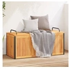 Image de Boîte à coussins d'extérieur bois d'acacia solide et acier, conteneur à coussins, boîte de rangement, boîte à 367609