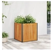 Image de Jardinière 45x45x44 cm bois massif d'acacia et acier, jardinière d'extérieur, bac à fleurs, bac à pommes de terre, 367610