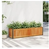 Image de Jardinière 110x30x27,5 cm bois massif d'acacia et acier, jardinière d'extérieur, bac à fleurs, bac à pommes de terre, jardinière de terrasse