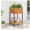 Image de Jardinière et étagère 45x45x80 cm bois massif d'acacia et acier, jardinière d'extérieur, bac à fleurs, bac à pommes 367616