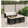 Image de Salon de jardin 7 pcs avec coussins noir résine tressée 3261737