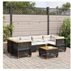 Image de Salon de jardin modulable - Lot de 7 pièces - Rotin noir - 2 personnes
