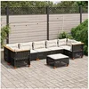 Image de Salon de jardin 8 pcs avec coussins noir résine tressée, ensemble de canapés d'extérieur, salon de jardin 3261764