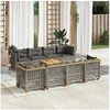 Image de Salon de jardin modulable rotin gris 9 pieces