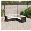 Image de Salon de jardin 5 pcs avec coussins noir résine tressée 3261821