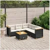 Image de Salon de jardin modulable noir 6 pieces resine tressee 63.5 x 63.5 x 36