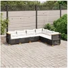 Image de Salon de jardin modulable rotin noir 6 personnes x 63.5 x 56.5 cm 6 pieces