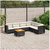 Image de Salon de jardin modulable GENERIQUE resine tressee 2 personnes 7 pieces x 63.5 x 36 cm noir