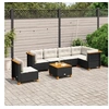 Image de Salon de jardin 7 pcs avec coussins noir résine tressée 3261875