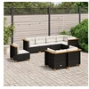Image de Salon de jardin 8 pcs avec coussins noir résine tressée 3261899