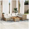 Image de Salon de jardin modulable - Lot de 8 pieces - GENERIQUE - Resine tressee - Beige