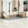 Image de Salon de jardin avec coussins 8 pcs beige résine tressée 3261958