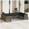 Image de Salon de jardin modulable rotin gris 9 pieces 56.5 x 56.5 x 56.5