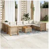 Image de Salon de jardin avec coussins 10 pcs beige résine tressée 3261988
