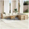 Image de Salon de jardin modulable 10 pieces rotin beige x 63.5 x 36 cm