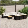 Image de Salon de jardin modulable rotin noir 11 pieces 63.5 x 63.5 x 36