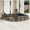 Image de Salon de jardin modulable resine tressee gris 11 pieces x 63.5 x 36 cm