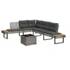 Image de Salon de jardin avec coussins 2pcs gris résine tressée et verre 3277495