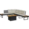 Image de Salon de jardin Lot de 2 pièces - Résine tressée noir - 1 table extensible, 1 canapé - 100 x 55 x 73 cm