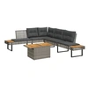Image de Salon de jardin avec coussins 5 pcs gris résine tressée acacia 3277500