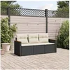Image de Salon de Jardin avec Coussins 3 pcs, Canapés de Terrasse, Ensemble de Meubles de Patio, Mobilier d'Extérieur, Noir 3258157