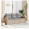 Image de Salon de Jardin avec Coussins 3 pcs, Canapés de Terrasse, Ensemble de Meubles de Patio, Mobilier d'Extérieur, Beige 3258160
