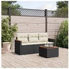 Image de Salon de Jardin avec Coussins 4 pcs, Canapés de Terrasse, Ensemble de Meubles de Patio, Mobilier d'Extérieur, Noir 3258164