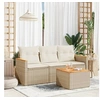 Image de Salon de Jardin avec Coussins 4 pcs, Canapés de Terrasse, Ensemble de Meubles de Patio, Mobilier d'Extérieur, Beige 3258166