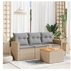 Image de Salon de jardin modulable resine tressee beige 3 personnes 55 x 62 x 69 cm 4 pieces