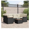 Image de Salon de Jardin avec Coussins 7 pcs, Canapés de Terrasse, Ensemble de Meubles de Patio, Mobilier d'Extérieur, Noir 3258199