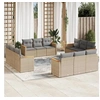 Image de Salon de Jardin avec Coussins 10 pcs, Canapés de Terrasse, Ensemble de Meubles de Patio, Mobilier d'Extérieur, Noir 3259549
