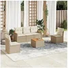 Image de Salon de jardin modulable resine tressee beige 6 pieces 55 x 62 x 69 cm 5 personnes