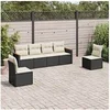 Image de Salon de Jardin avec Coussins 6 pcs, Canapés de Terrasse, Ensemble de Meubles de Patio, Mobilier d'Extérieur, Noir 3258262