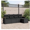 Image de Salon de Jardin avec Coussins 5 pcs, Canapés de Terrasse, Ensemble de Meubles de Patio, Mobilier d'Extérieur, Noir 3258317