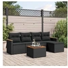 Image de Salon de Jardin avec Coussins 6 pcs, Canapés de Terrasse, Ensemble de Meubles de Patio, Mobilier d'Extérieur, Noir 3258324