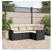 Image de Salon de Jardin avec Coussins 4 pcs, Canapés de Terrasse, Ensemble de Meubles de Patio, Mobilier d'Extérieur, Noir 3258332