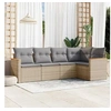 Image de Salon de Jardin avec Coussins 5 pcs, Canapés de Terrasse, Ensemble de Meubles de Patio, Mobilier d'Extérieur, Beige 3258349