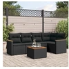 Image de Salon de Jardin avec Coussins 6 pcs, Canapés de Terrasse, Ensemble de Meubles de Patio, Mobilier d'Extérieur, Noir 3258352